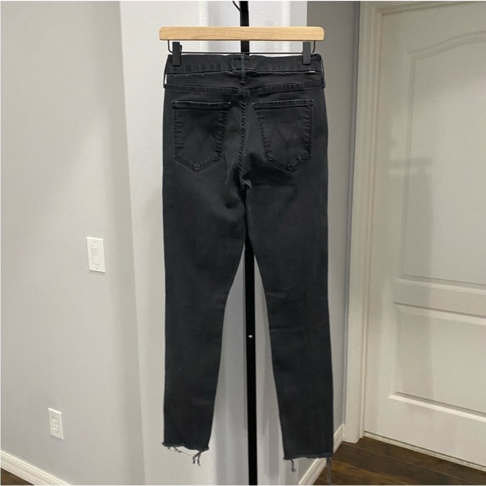 Mother The Looker High Waist Raw Hem Ankle Crop Not Guilty Black Jeans SZ 27 / 4 - Picture 5 of 10